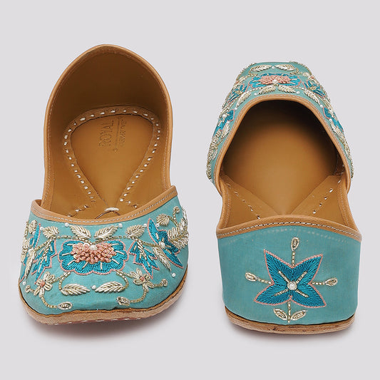 Mehr Teal Zari Jutti