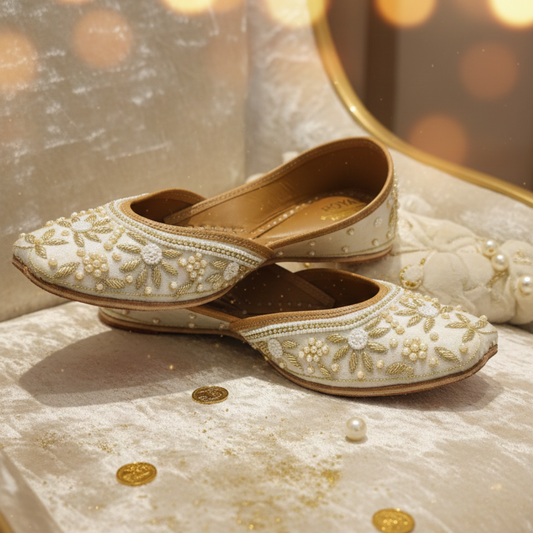 Ivory Zari Petals Jutti