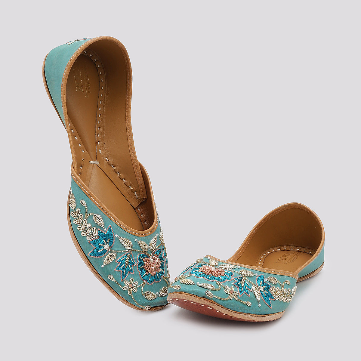 Mehr Teal Zari Jutti