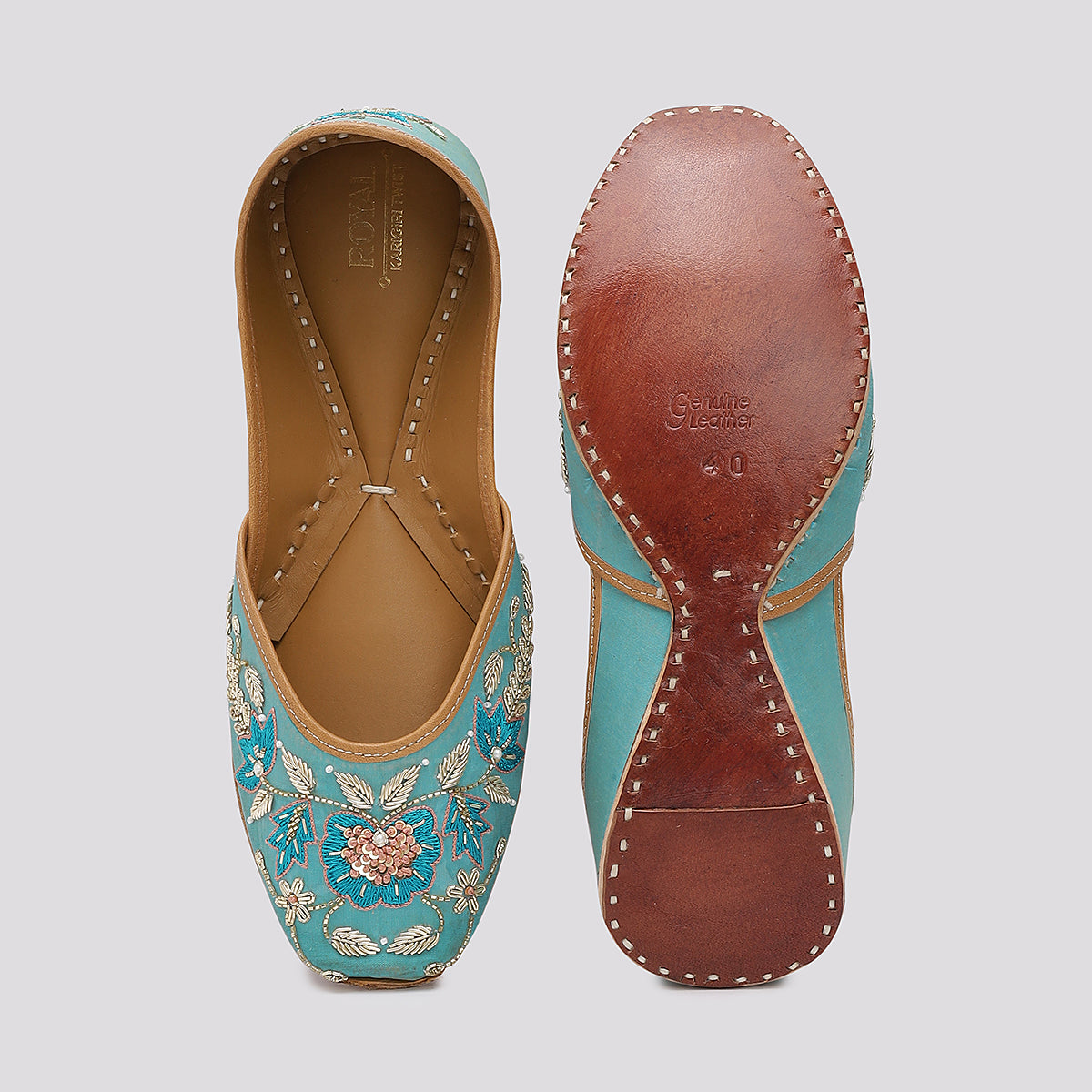 Mehr Teal Zari Jutti